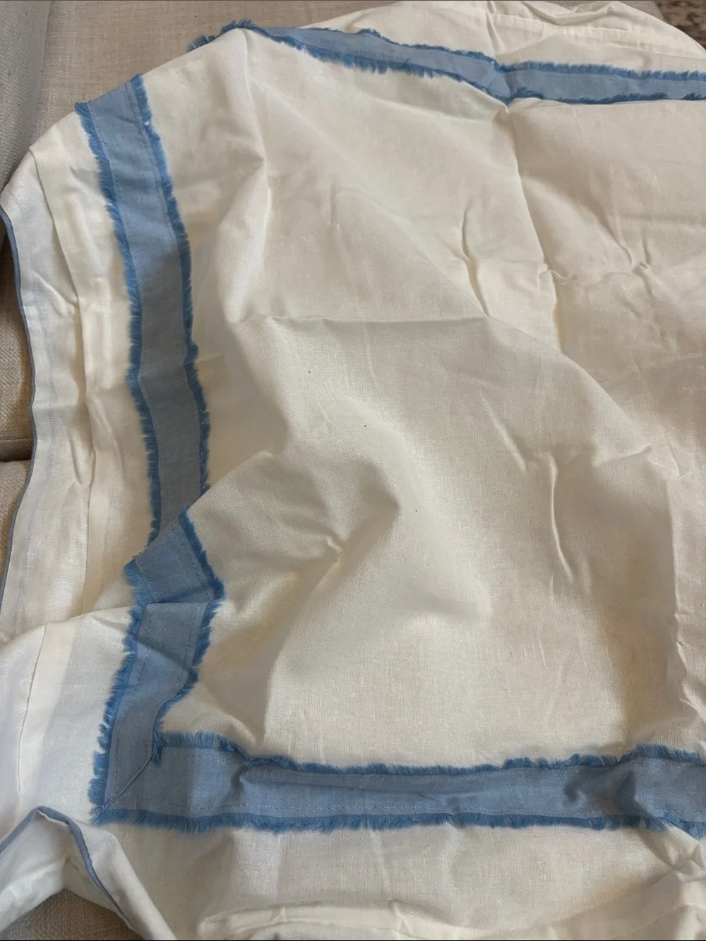 NWT Laura Ashley Mila Blue Euro Sham 26x26 Faux Linen Ramie Cotton Pillow Cover